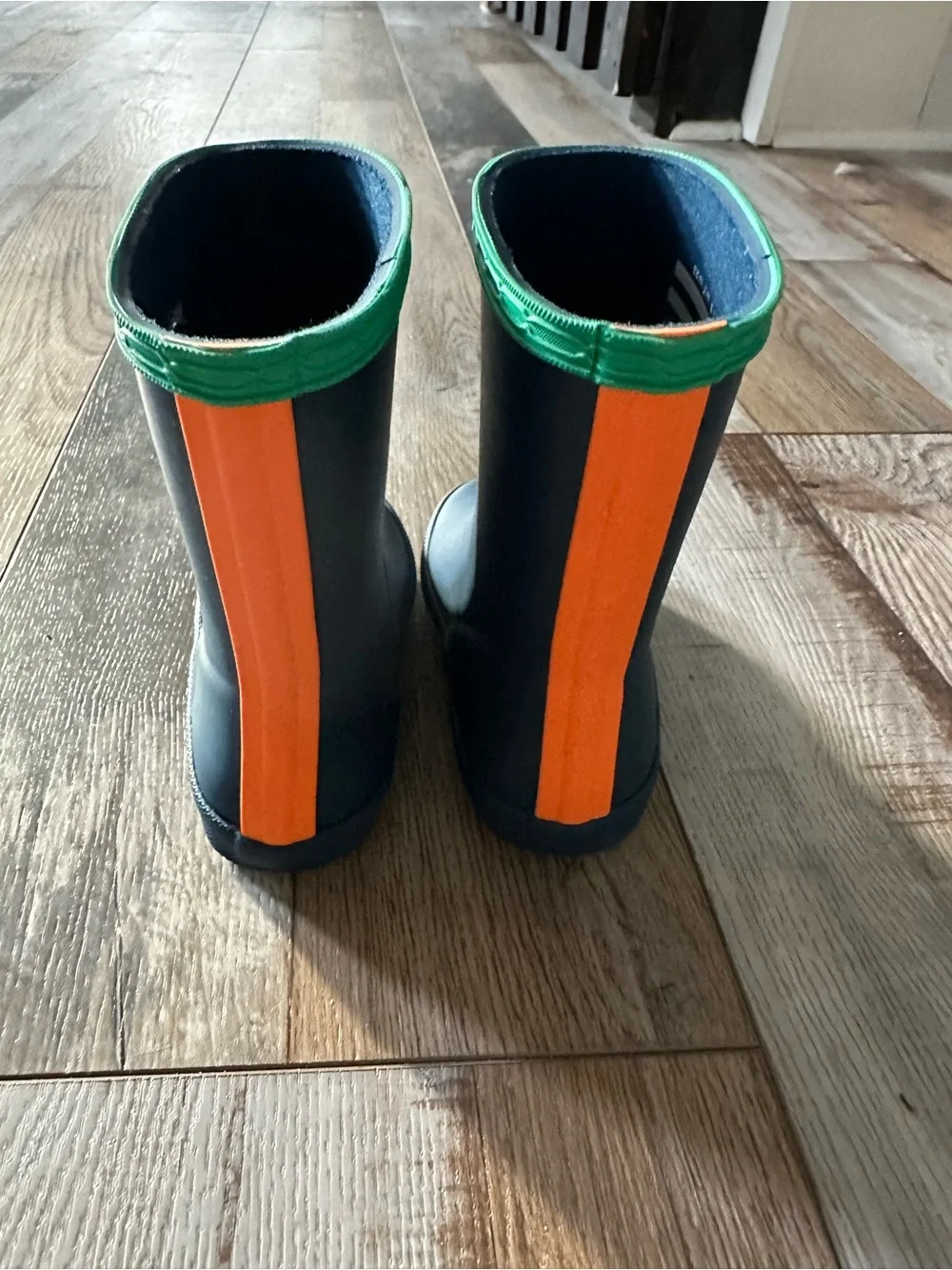 Hunter kids rain boots with Bright Green Soles